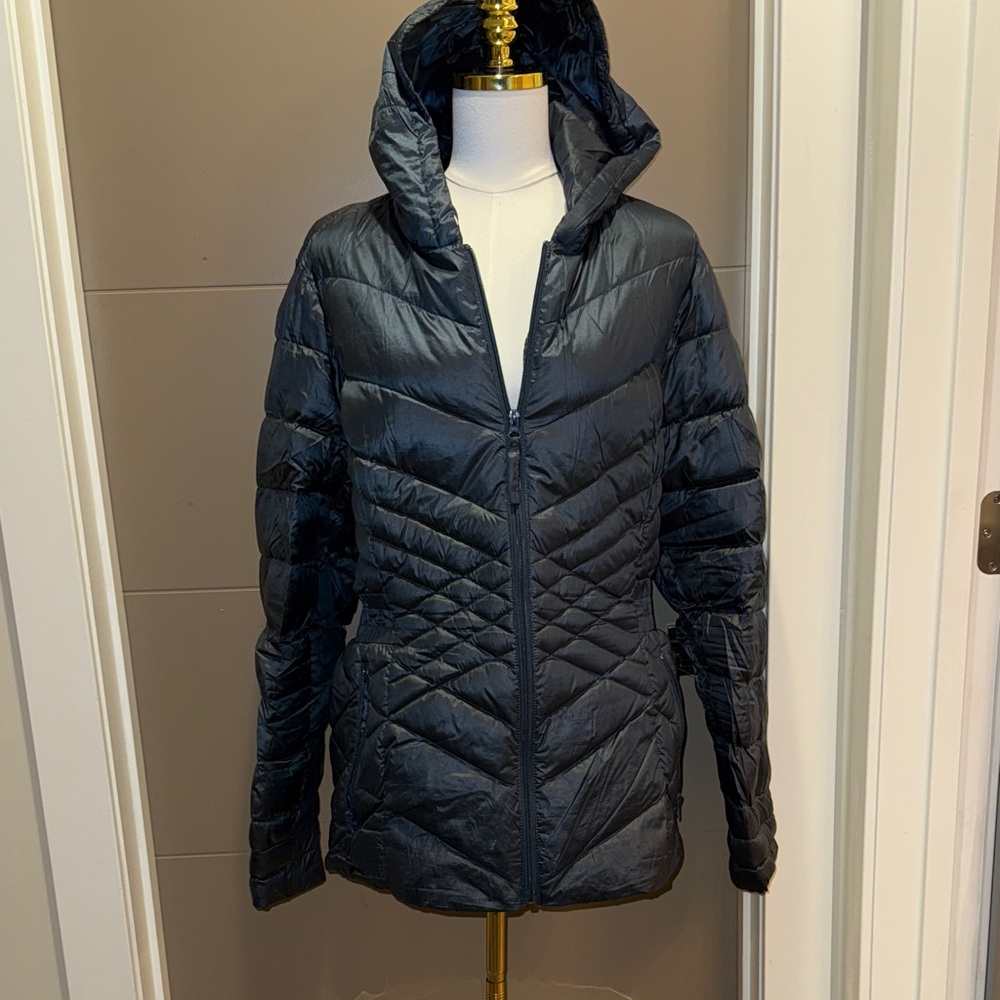 Lane Bryant Teal Lightweight Puffer Jacket with Hood